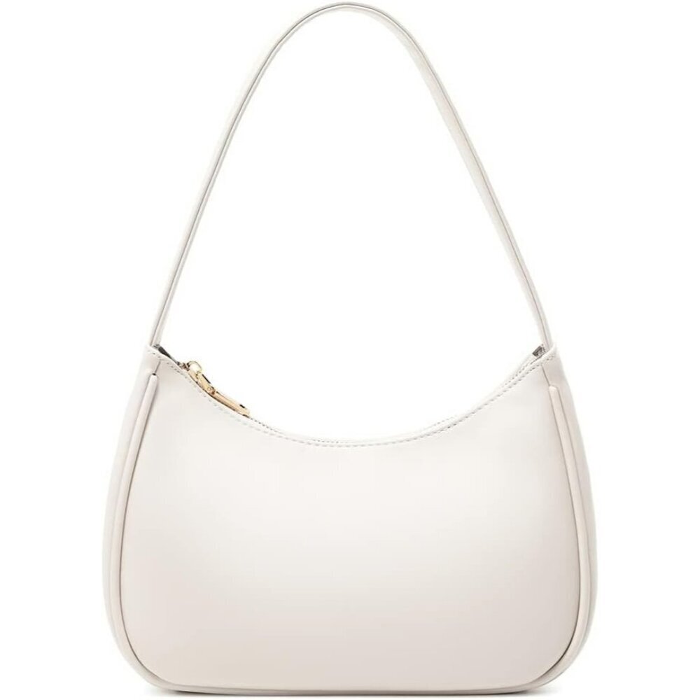Women’s Beige Cute Hobo Tote Handbag Mini Clutch Purse with Zipper Closure